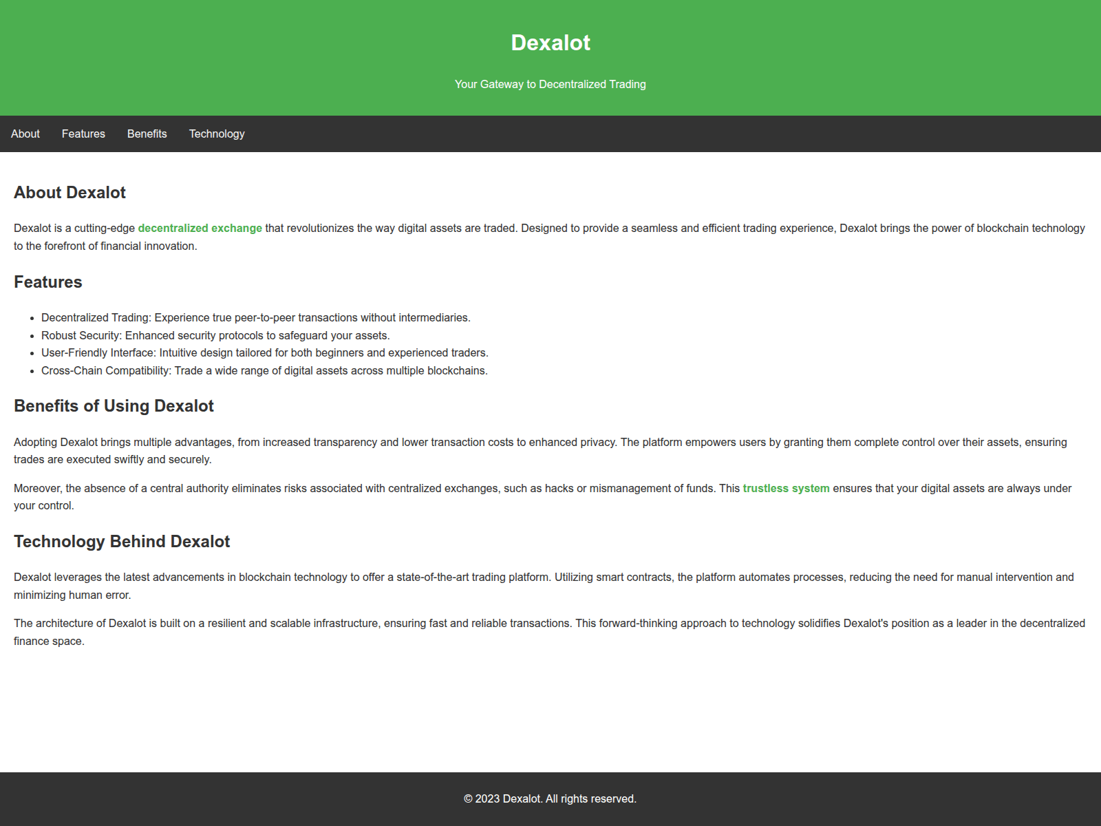 Screenshot of dexalotapp.live
