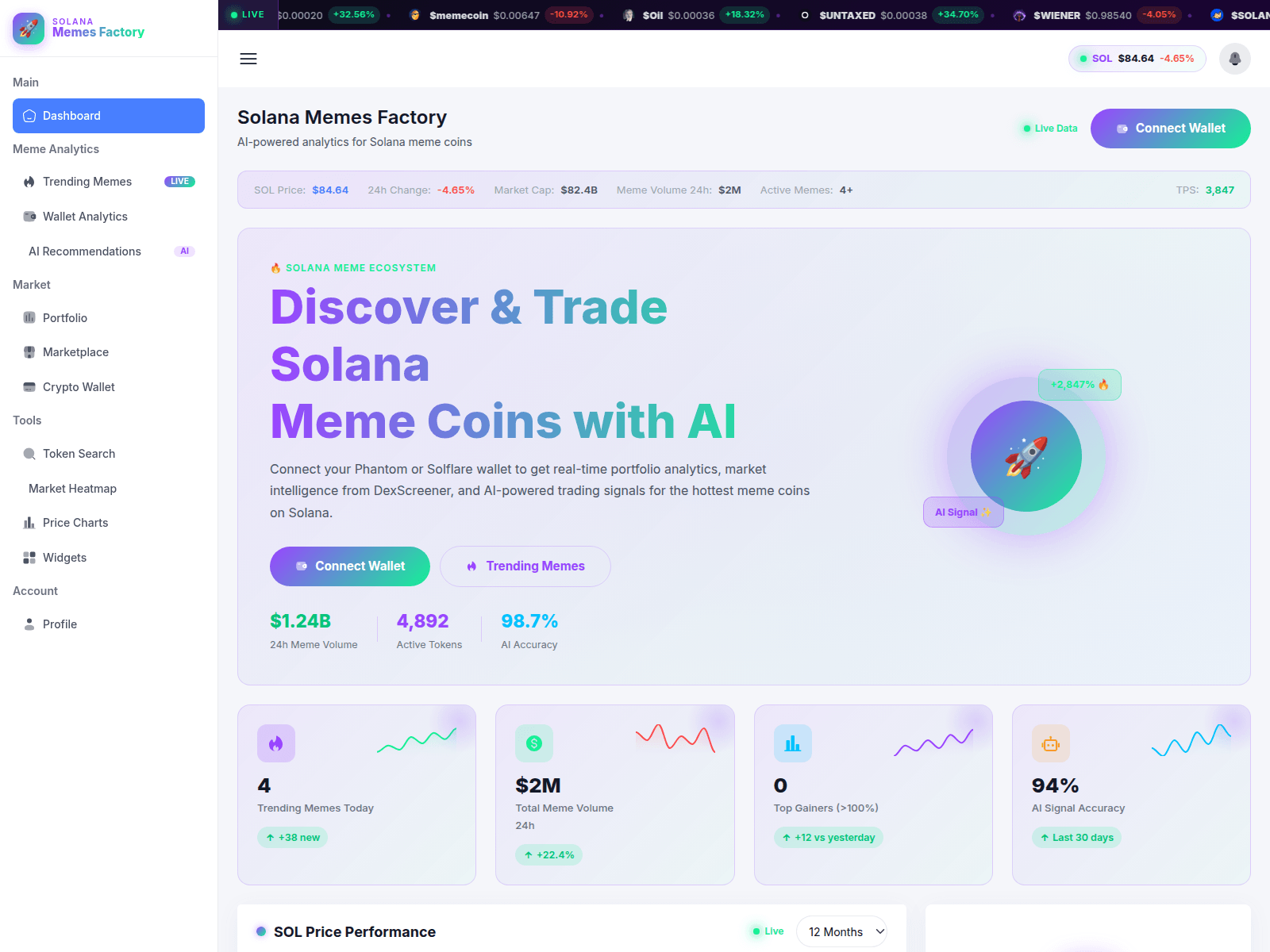 Screenshot of solanafactory.live