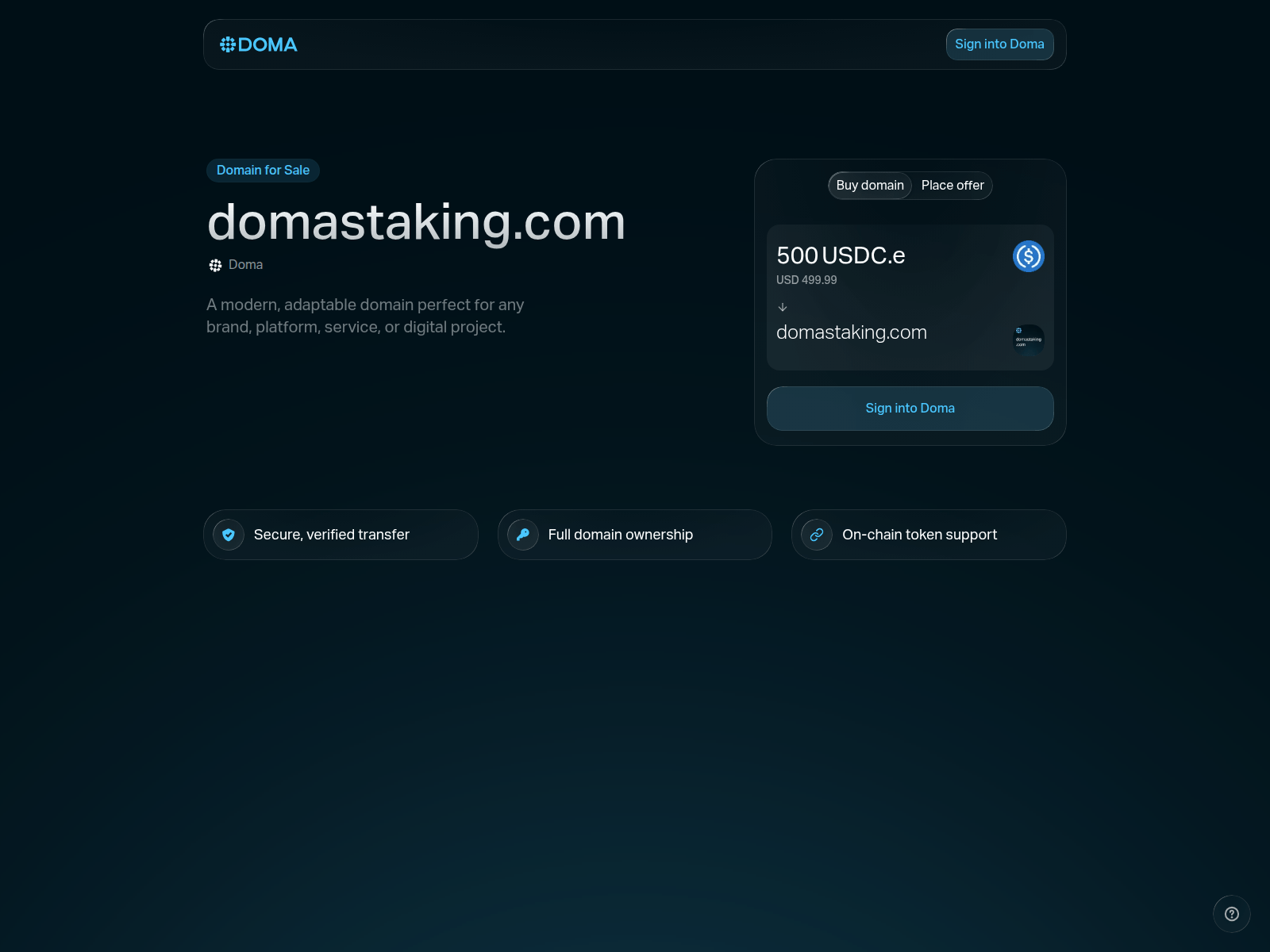 Screenshot of domastaking.com
