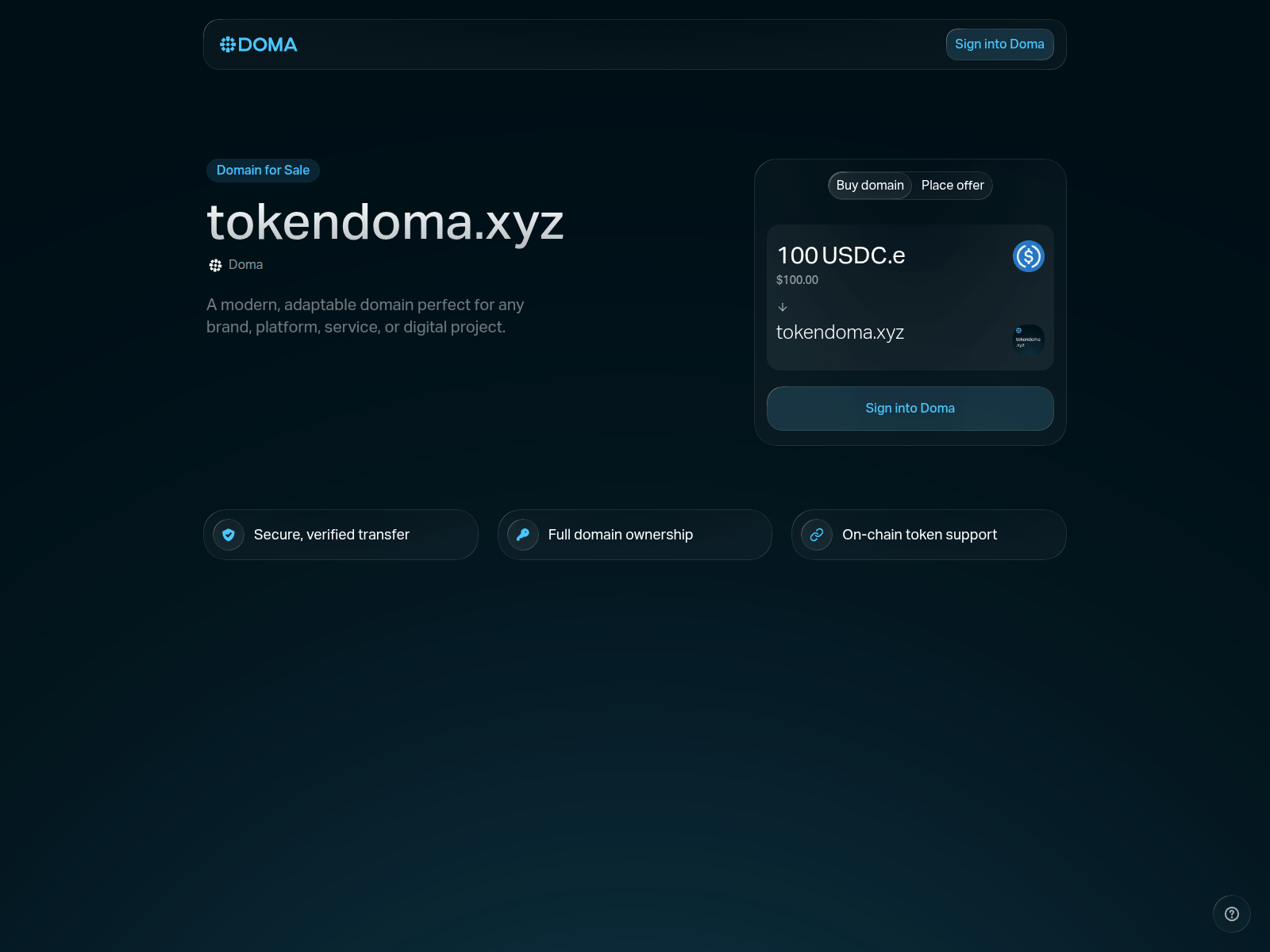 Screenshot of tokendoma.xyz