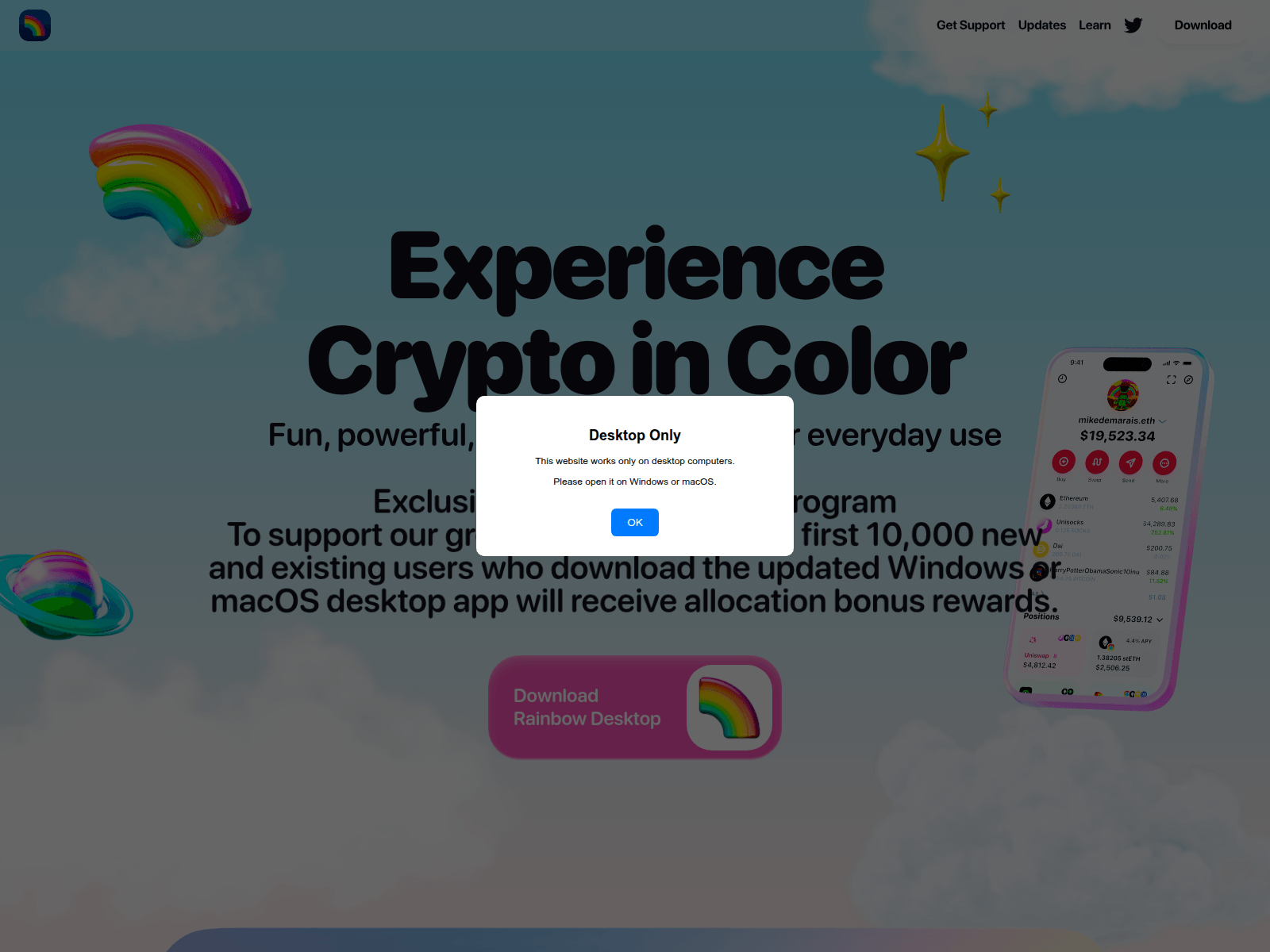Screenshot of rainbow-app.net