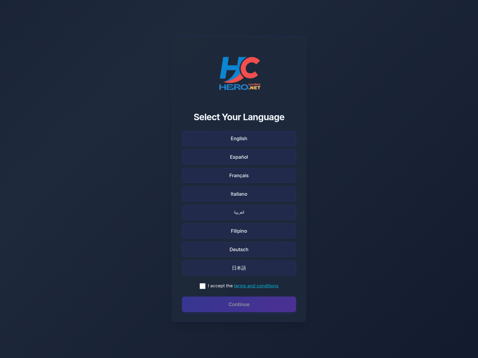 Screenshot of herocodes.net
