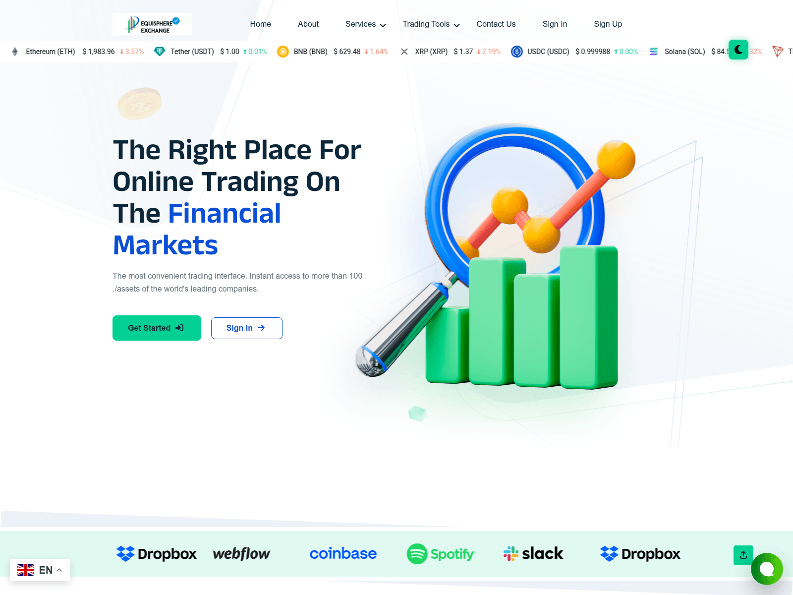 Screenshot of equispherexchanges.com