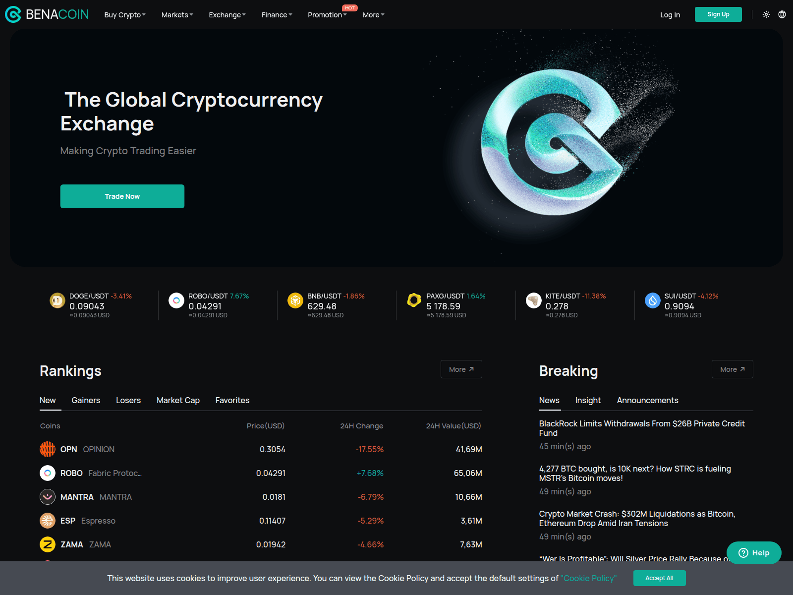 Screenshot of benacoin.com