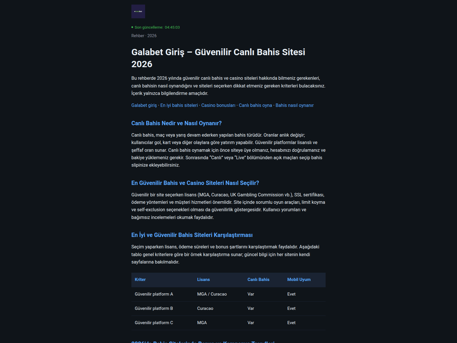 Screenshot of tr.galabetonline.pro