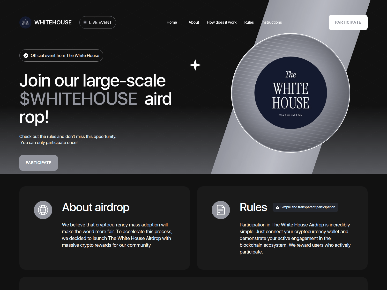 Screenshot of whitehousecoin.lol