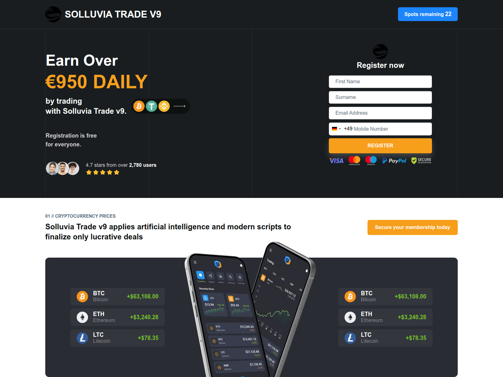 Screenshot of solluviatradev9.fr