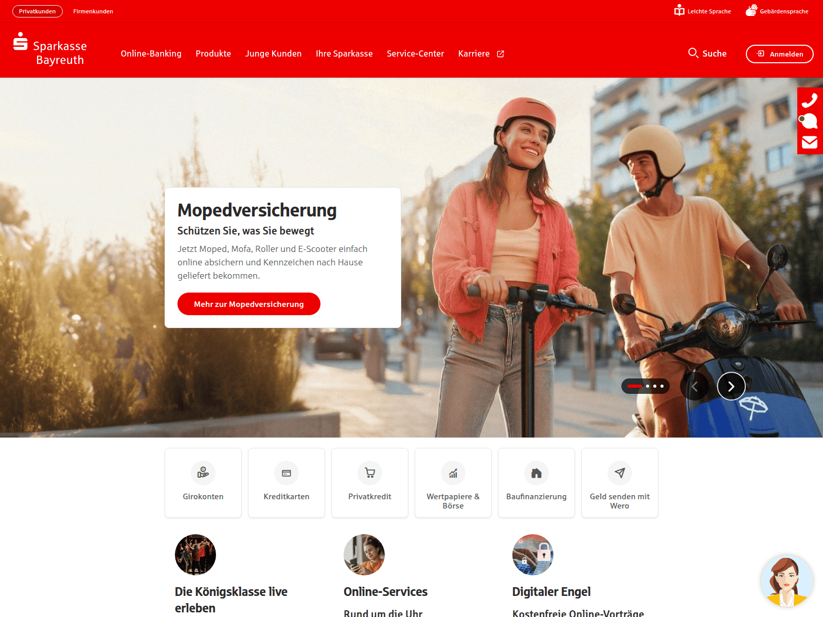 Screenshot of sparkasse-bayreuth.de