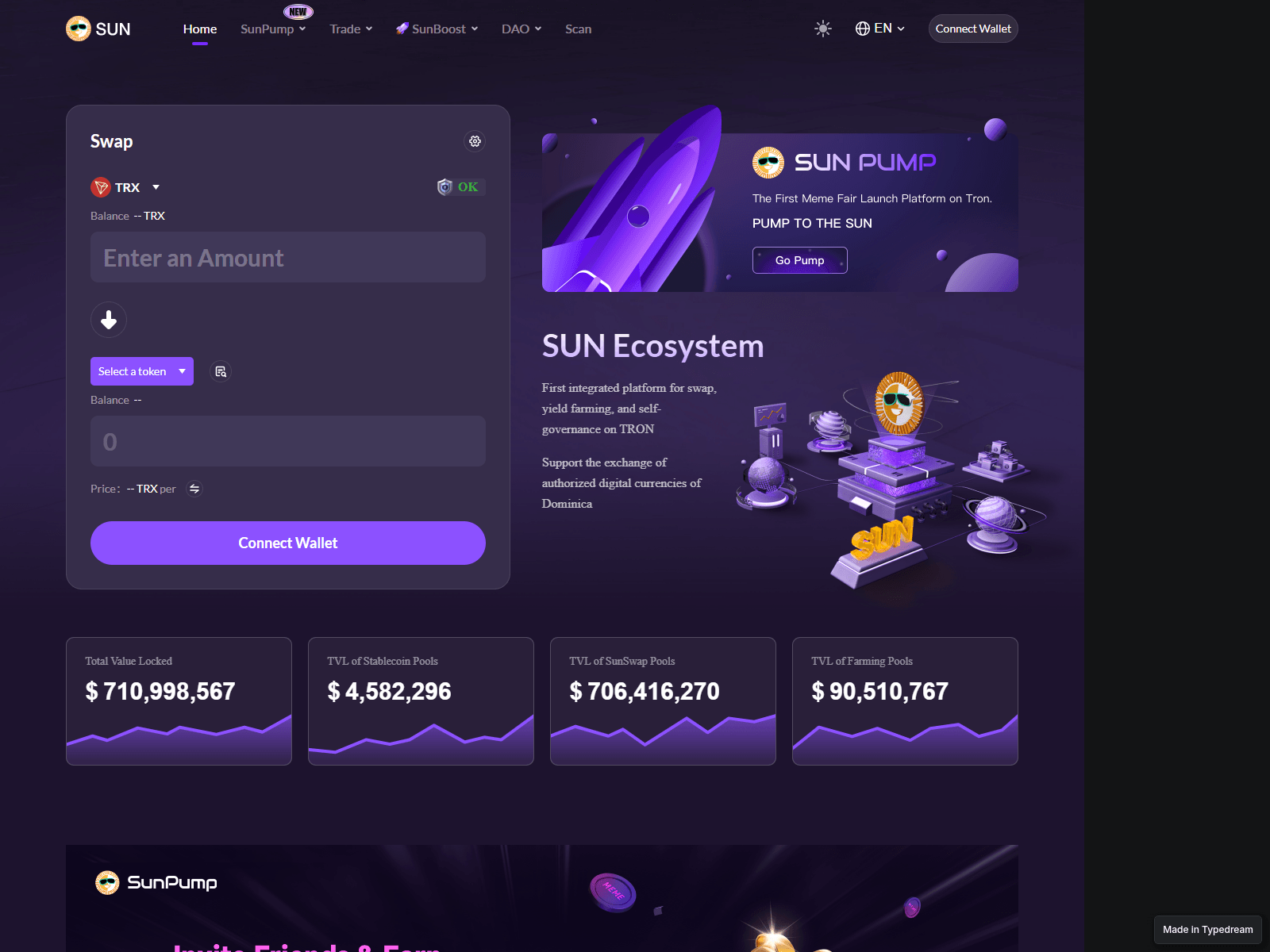 Screenshot of swapsun.typedream.app