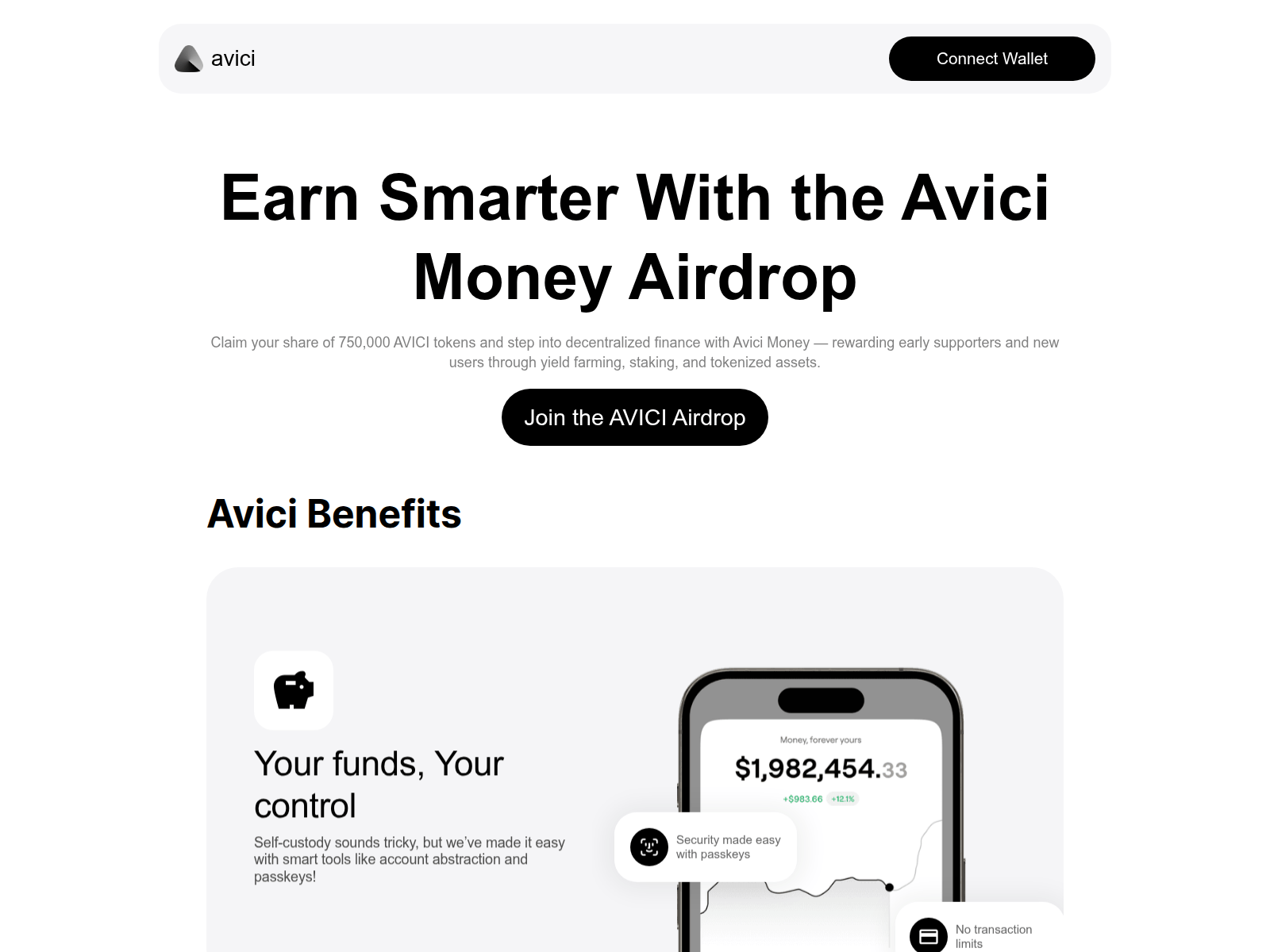 Screenshot of avici-money.app