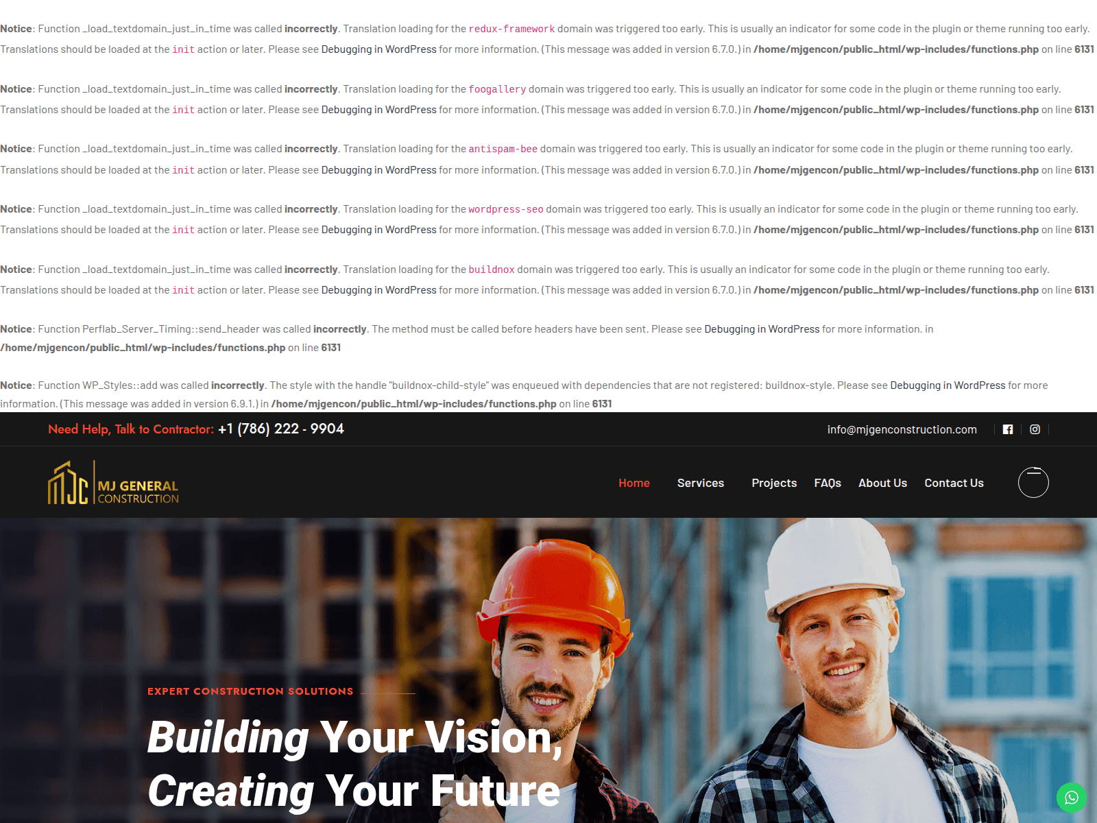 Screenshot of mjgenconstruction.com