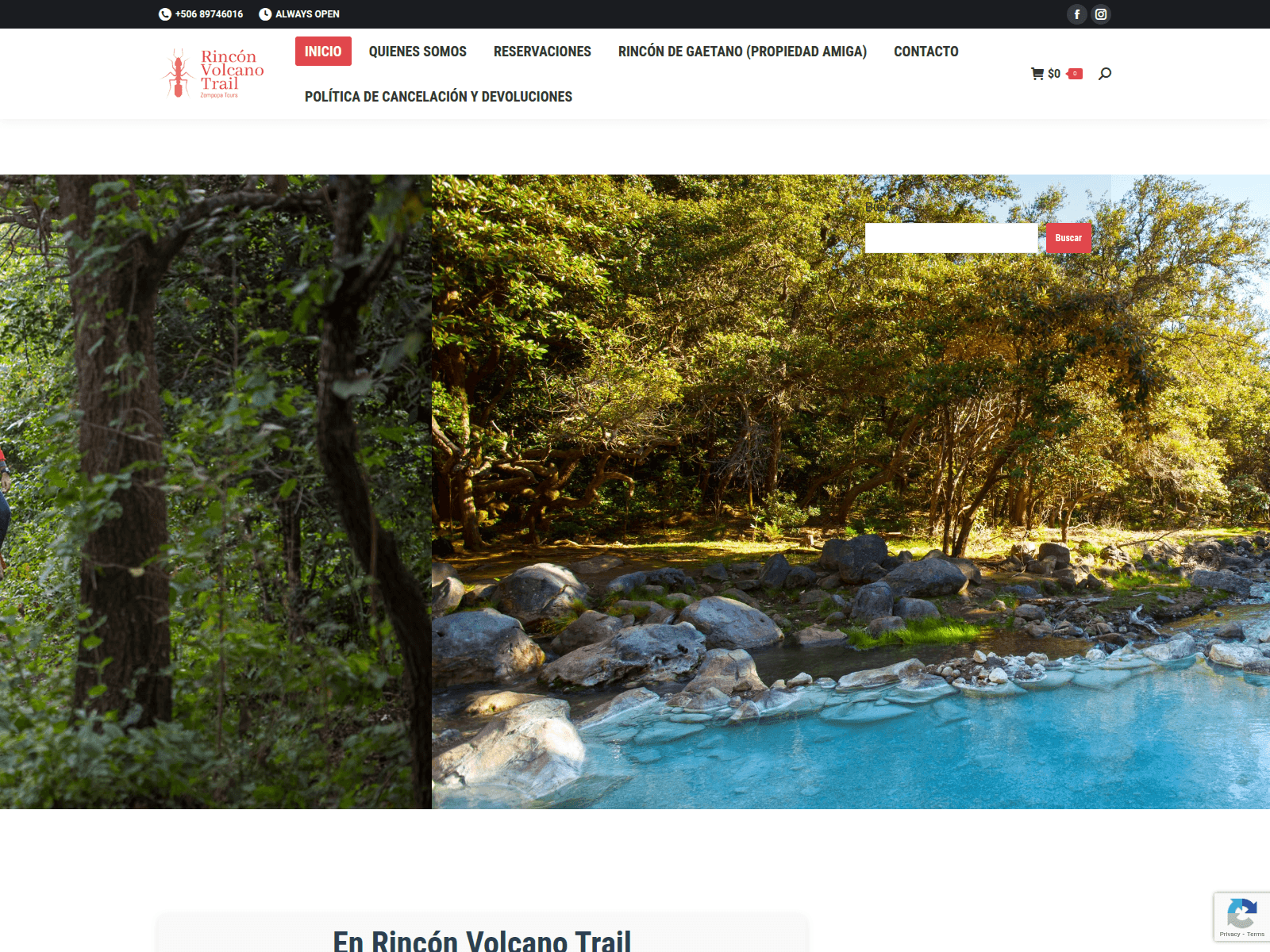 Screenshot of rinconvolcanotrail.com