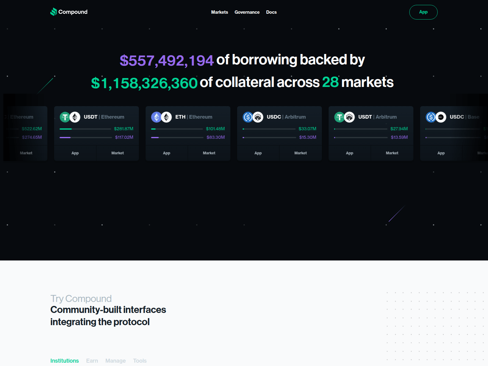 Screenshot of compoond.finance