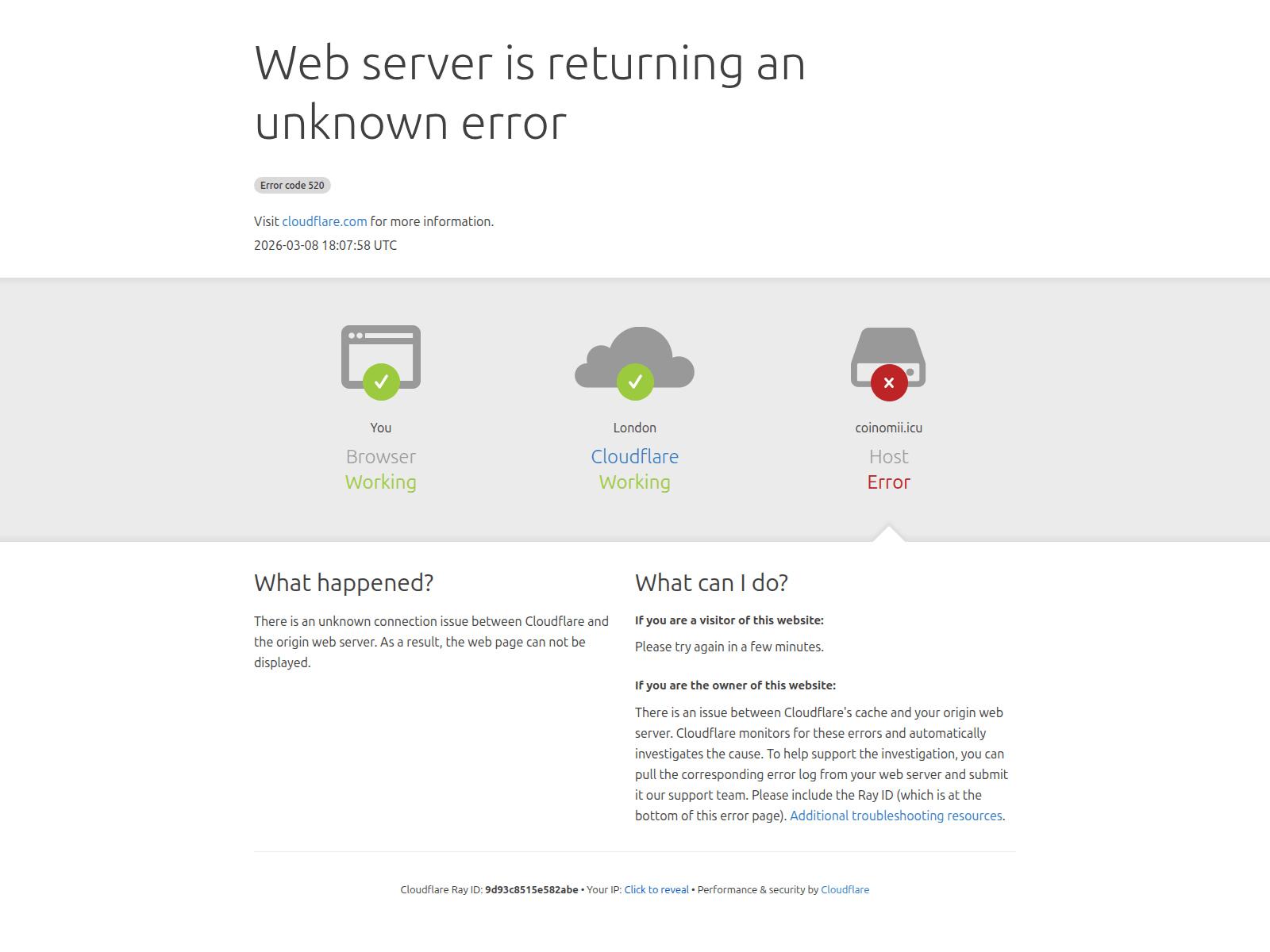 Forensic screenshot of coinomii.icu