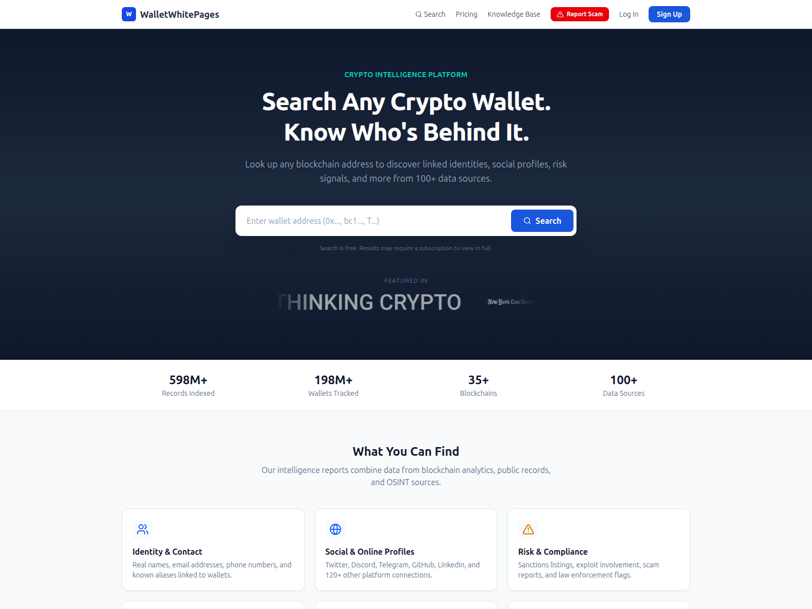 Screenshot of walletwhitepages.com