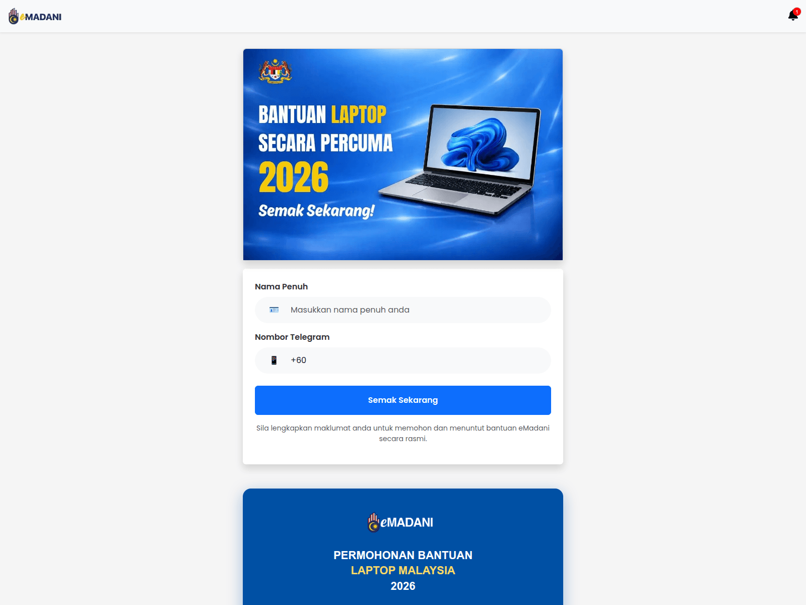 Screenshot of bantuan-laptop.percumaa477.com