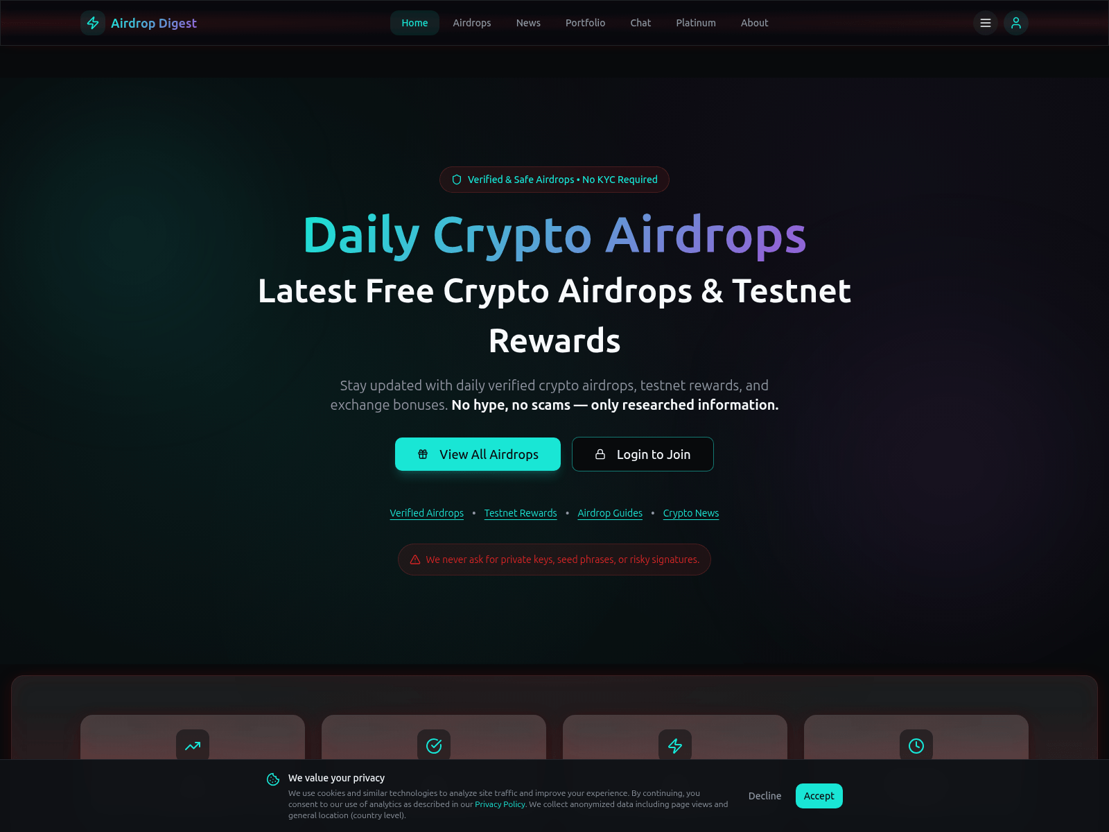 Screenshot of airdropdigestdaily.cfd