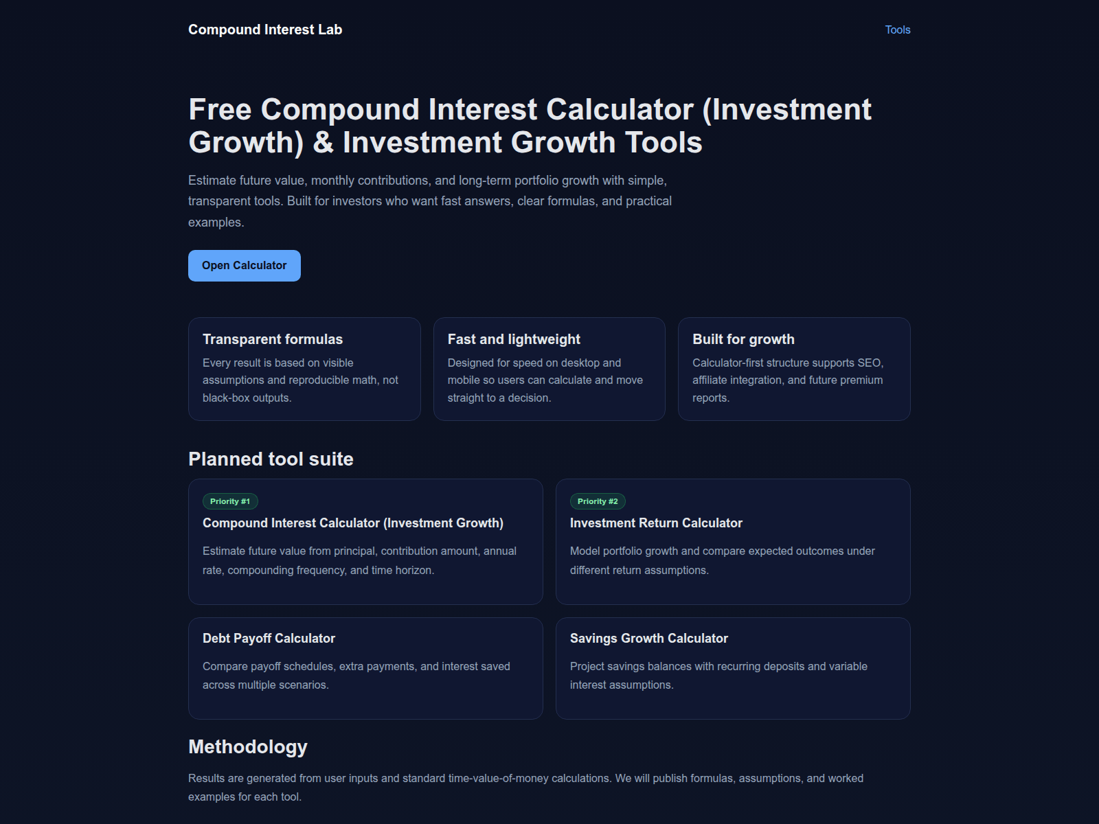 Screenshot of compound-interest-lab.com