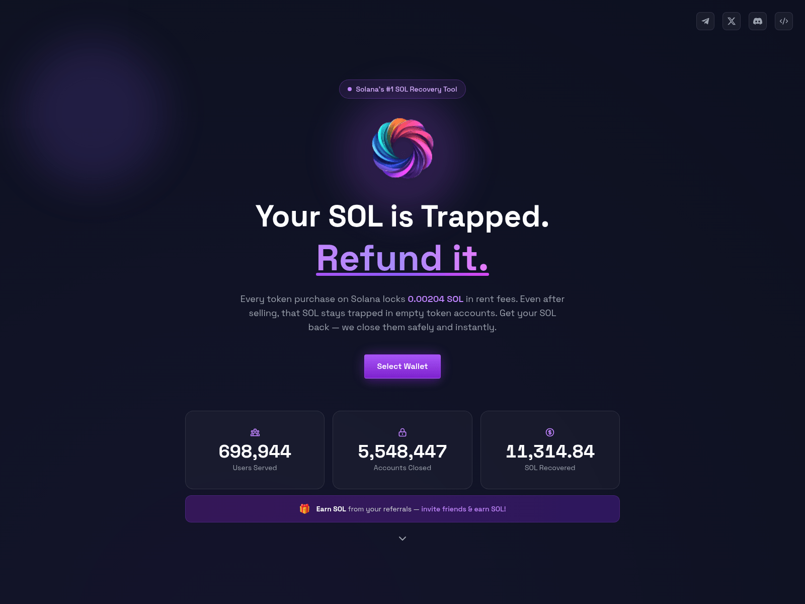 Screenshot of refundsolana.fun