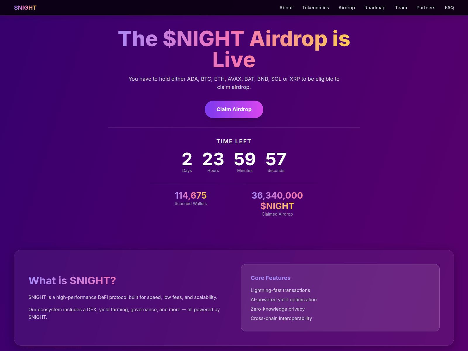 Screenshot of claimnight.online