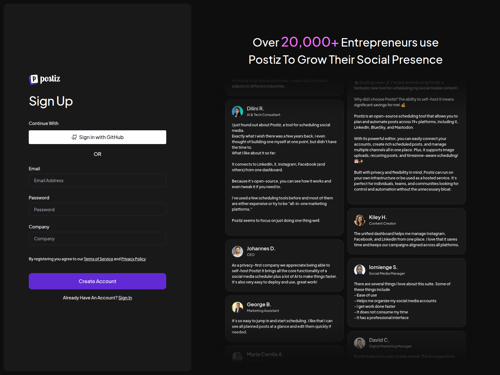 Screenshot of postiz.echo.enbotix.com