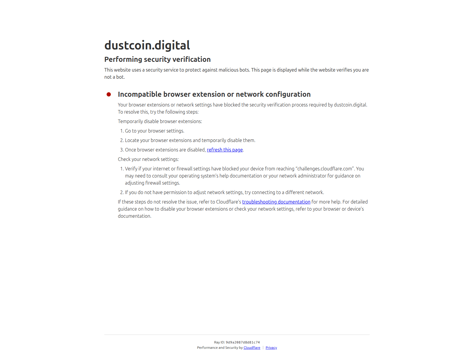 Screenshot of dustcoin.digital