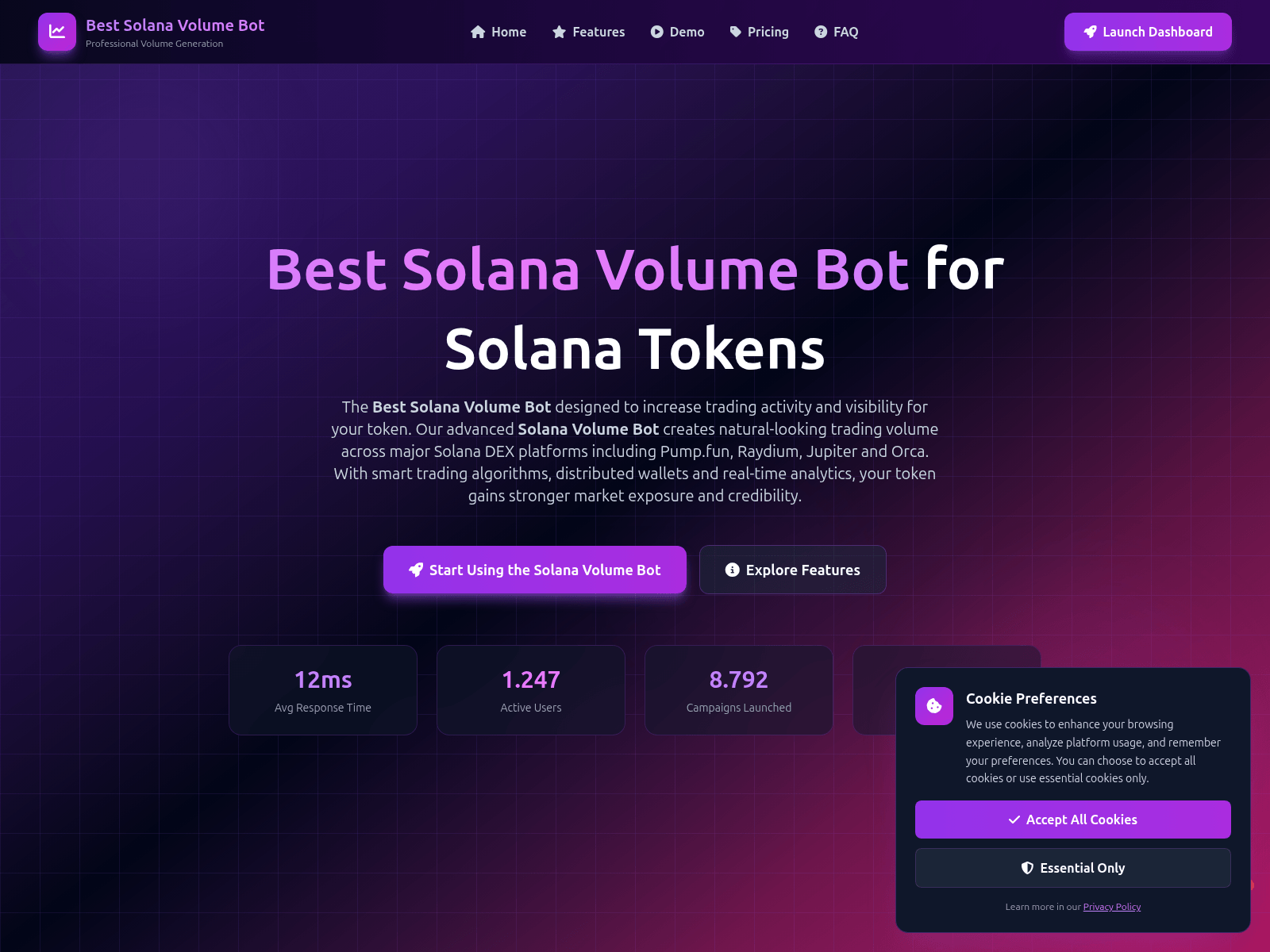 Screenshot of bestsolanavolumebot.com