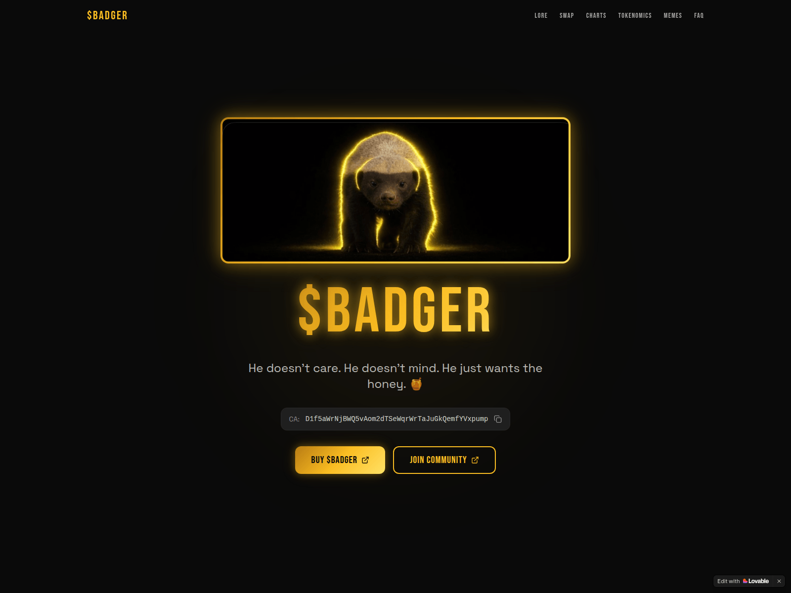 Screenshot of badgersolana.xyz