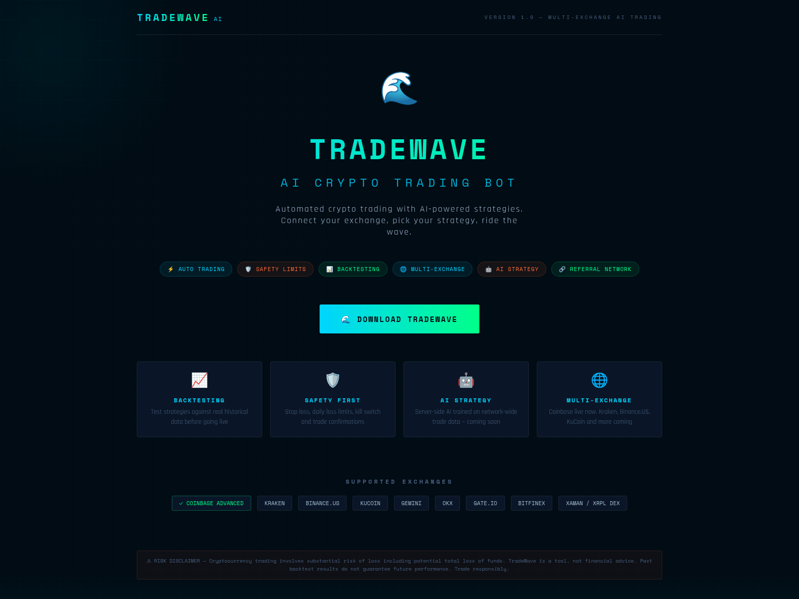 Screenshot of tradewaveme.com