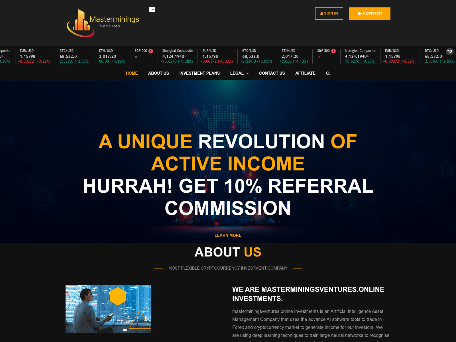 Screenshot of masterminingsventures.online