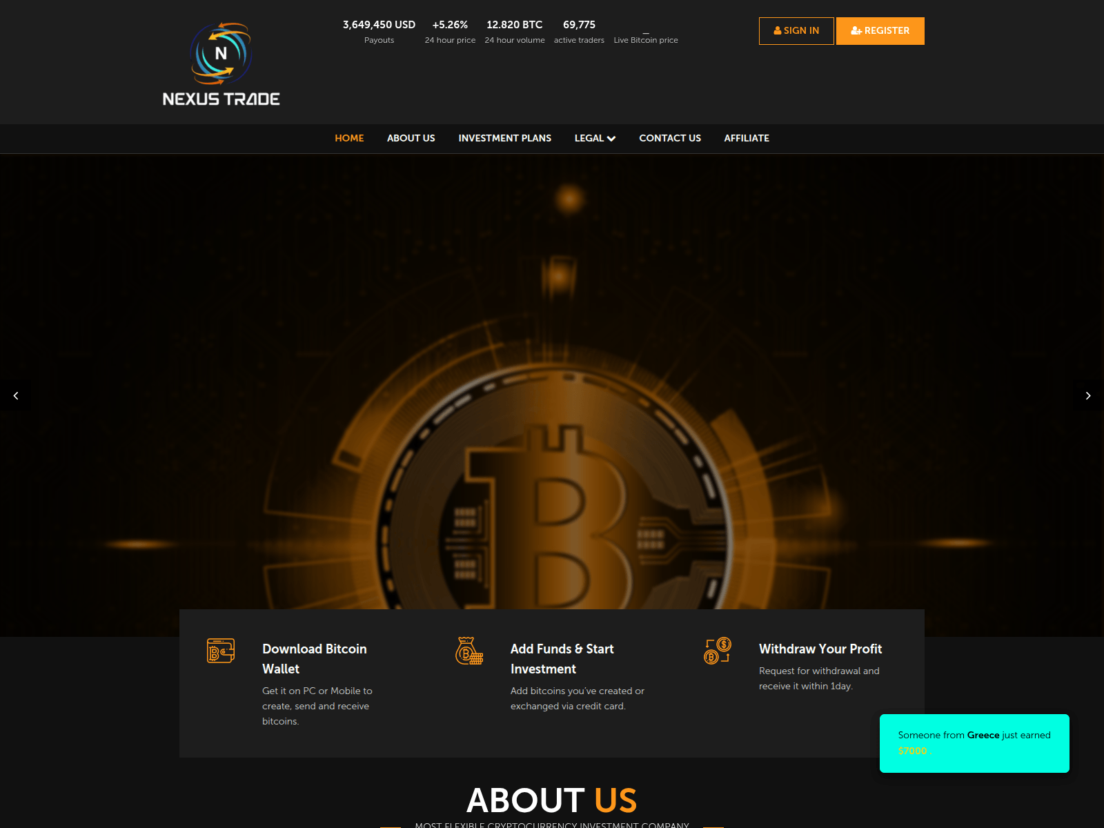 Screenshot of nexustrde.com