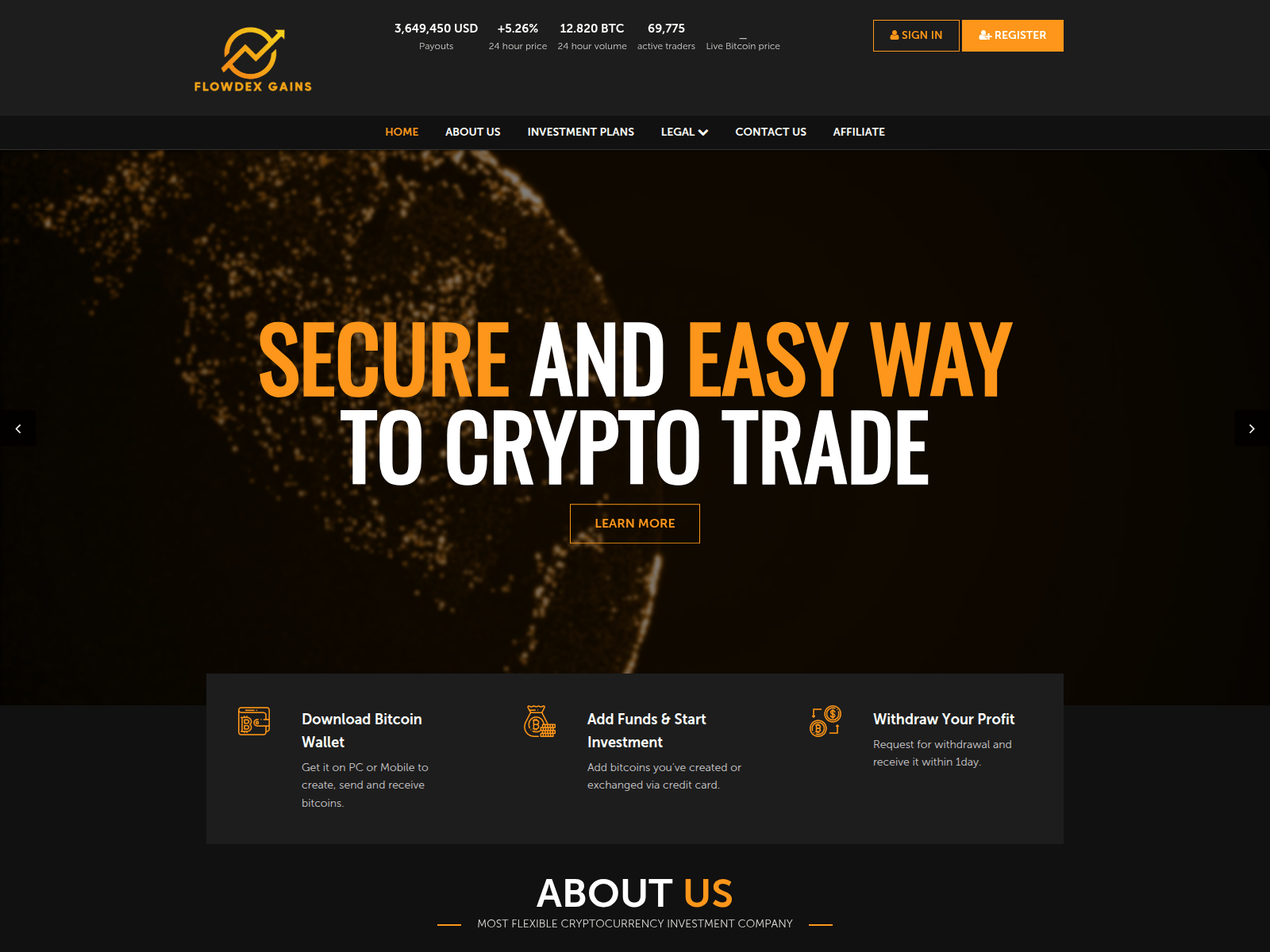 Screenshot of flowdexgains.com