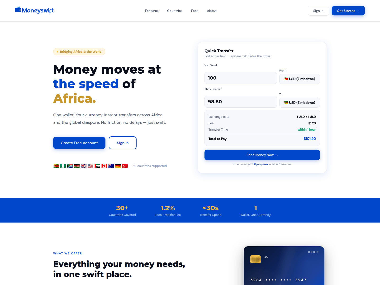 Screenshot of moneyswift.munya.co.zw