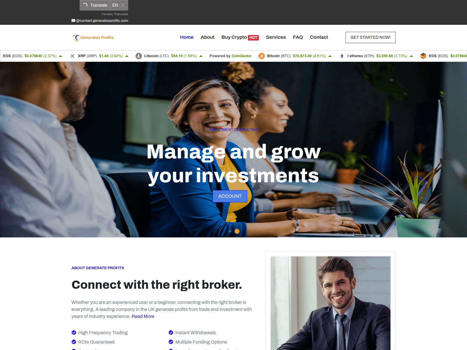 Screenshot of generatesprofits.com