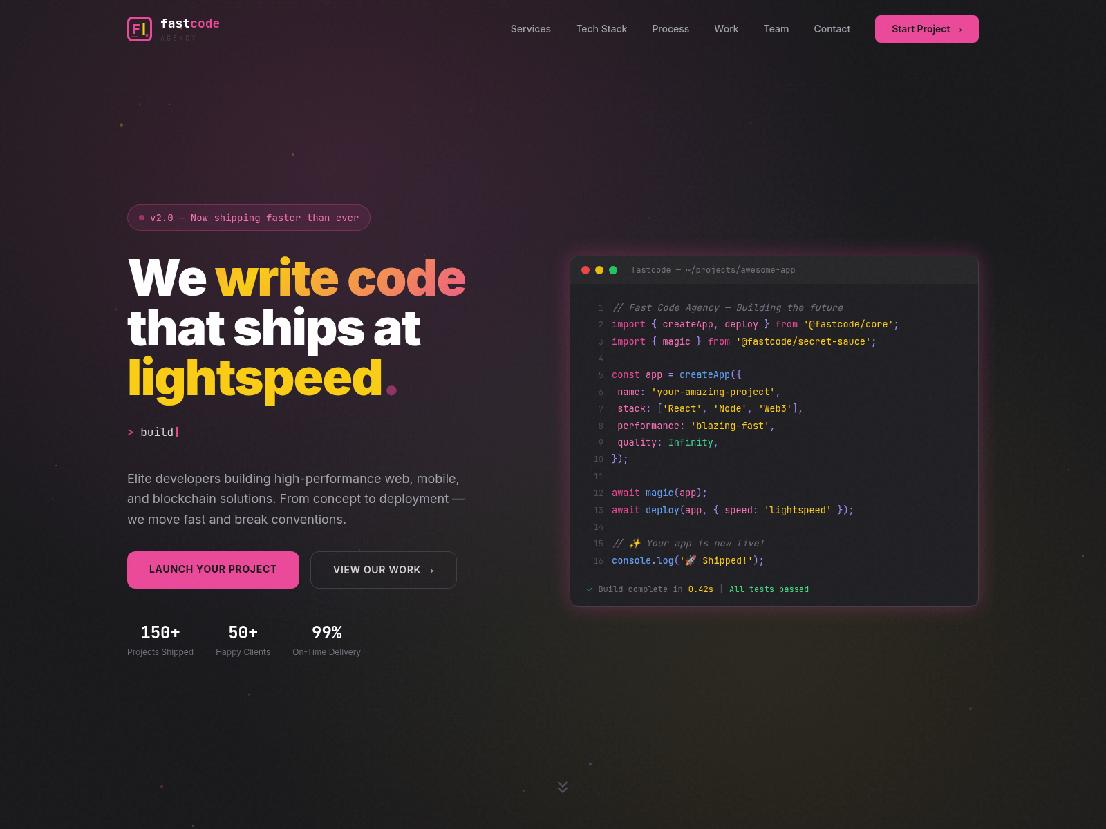Screenshot of fastcodeagency.com