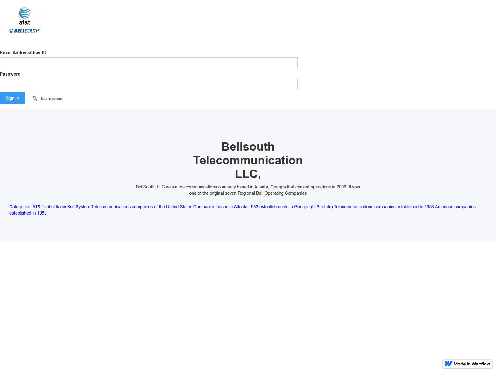 Forensic screenshot of bellsouth-unit-sign-in-att.webflow.io