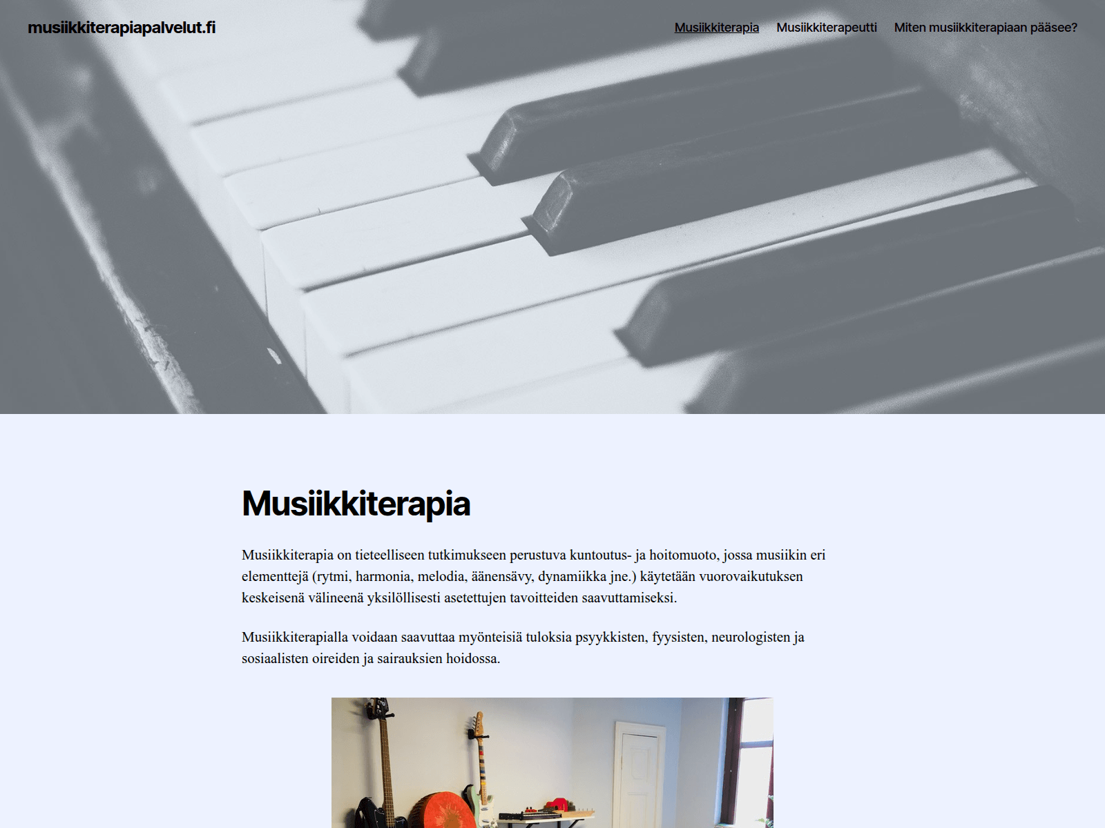 Screenshot of musiikkiterapiapalvelut.fi