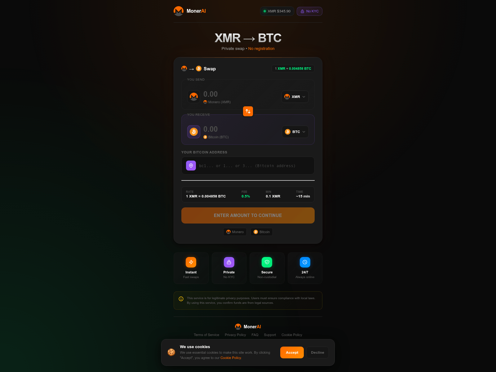 Screenshot of monerai.net