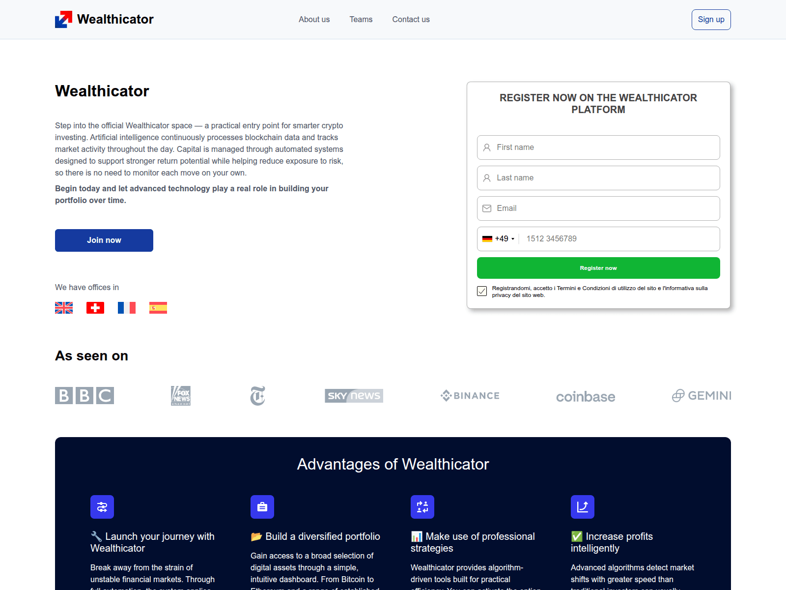 Screenshot of wealthicator.app