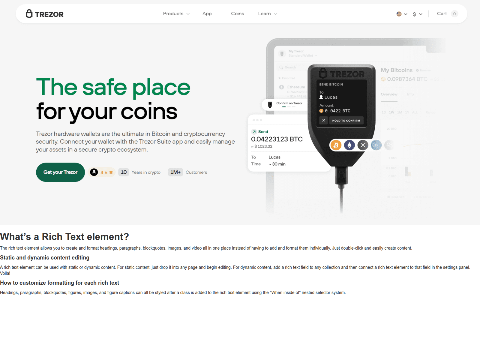 Forensic screenshot of ttrezorr-llet.webflow.io