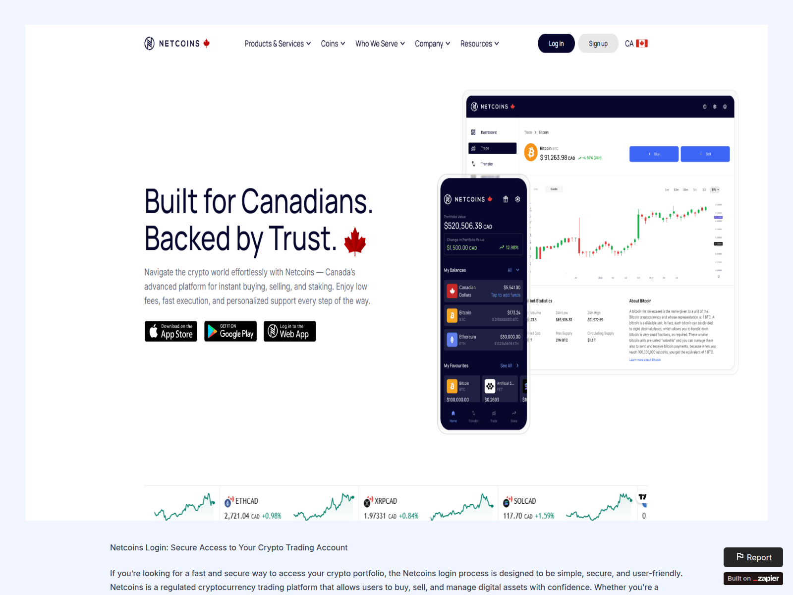 Forensic screenshot of support-netcoin-com.zapier.app