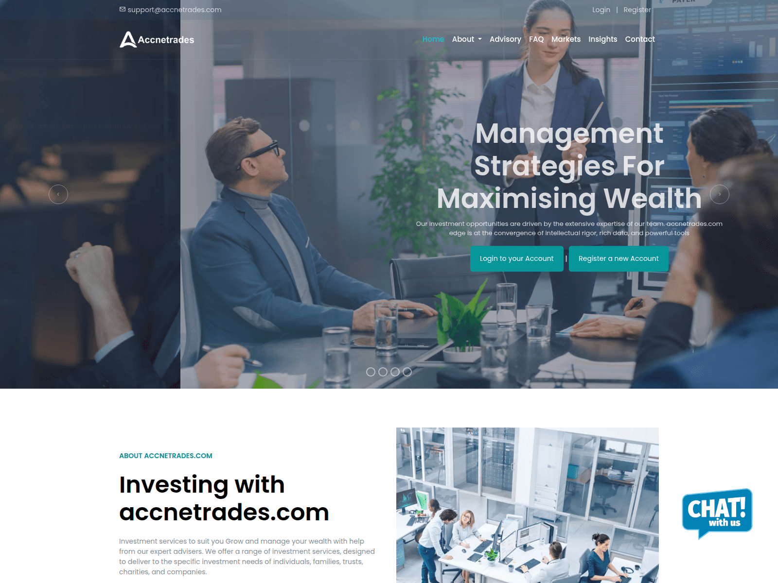 Screenshot of accnetrades.com