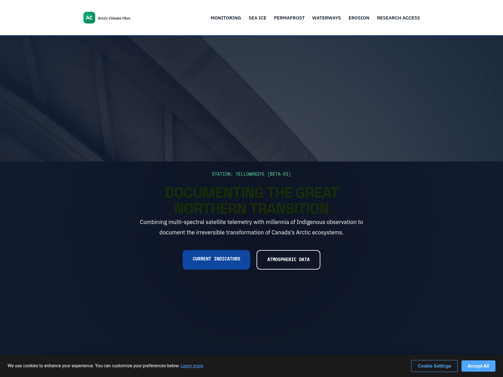 Screenshot of arcticclimateobservatory.com