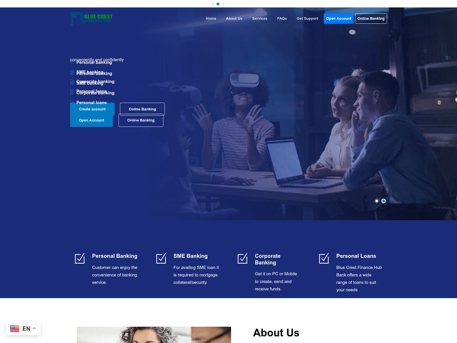 Screenshot of bluecrestfinancehub.com