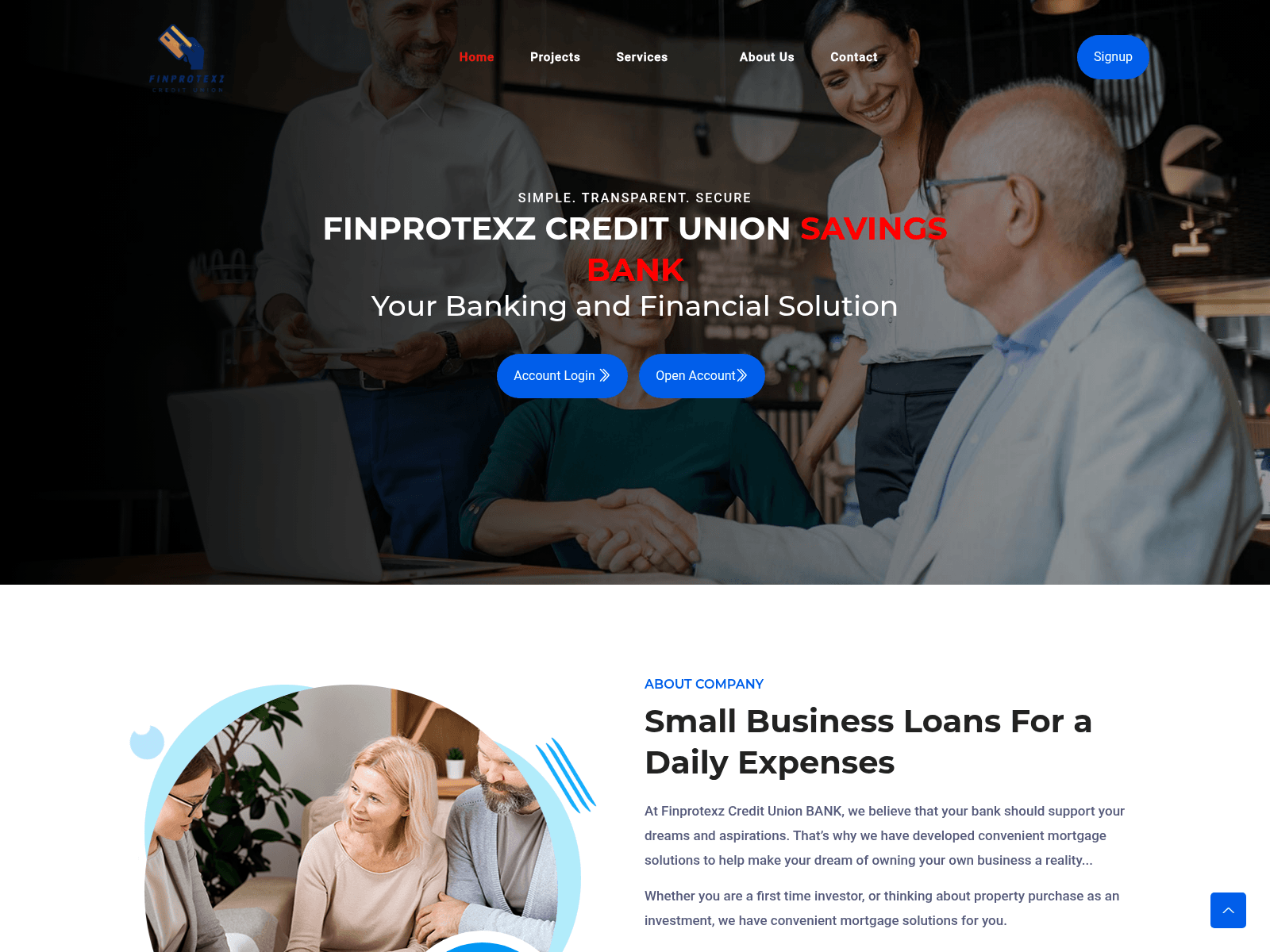 Screenshot of finprotexzcreditunion.com