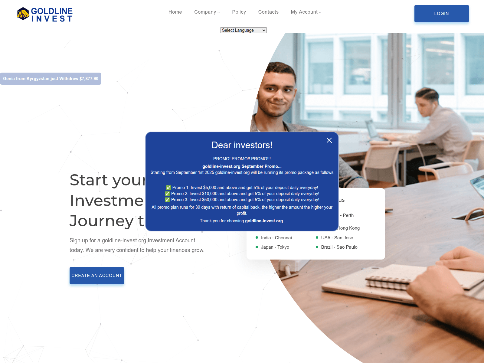 Screenshot of goldline-invest.org