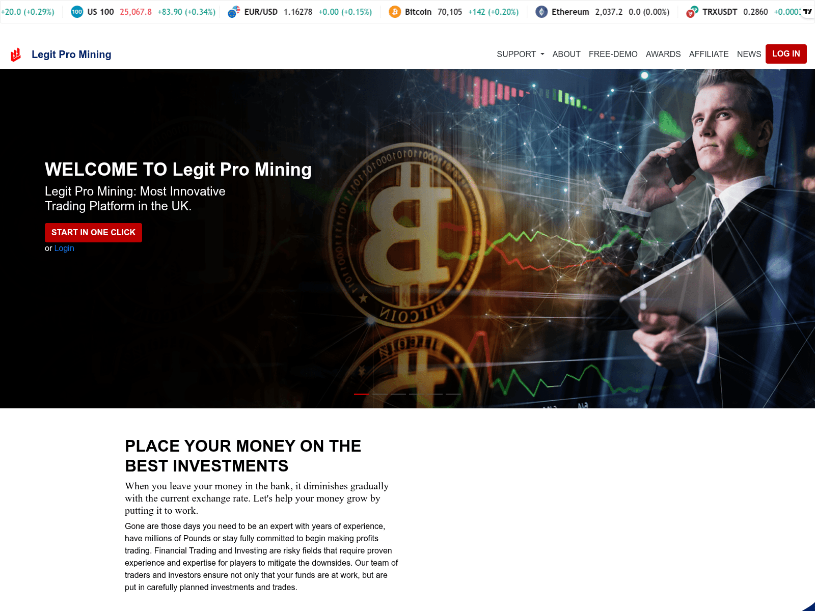 Screenshot of legitpromining.com