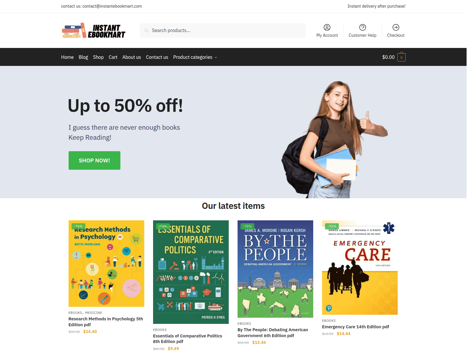 Screenshot of instantebookmart.com