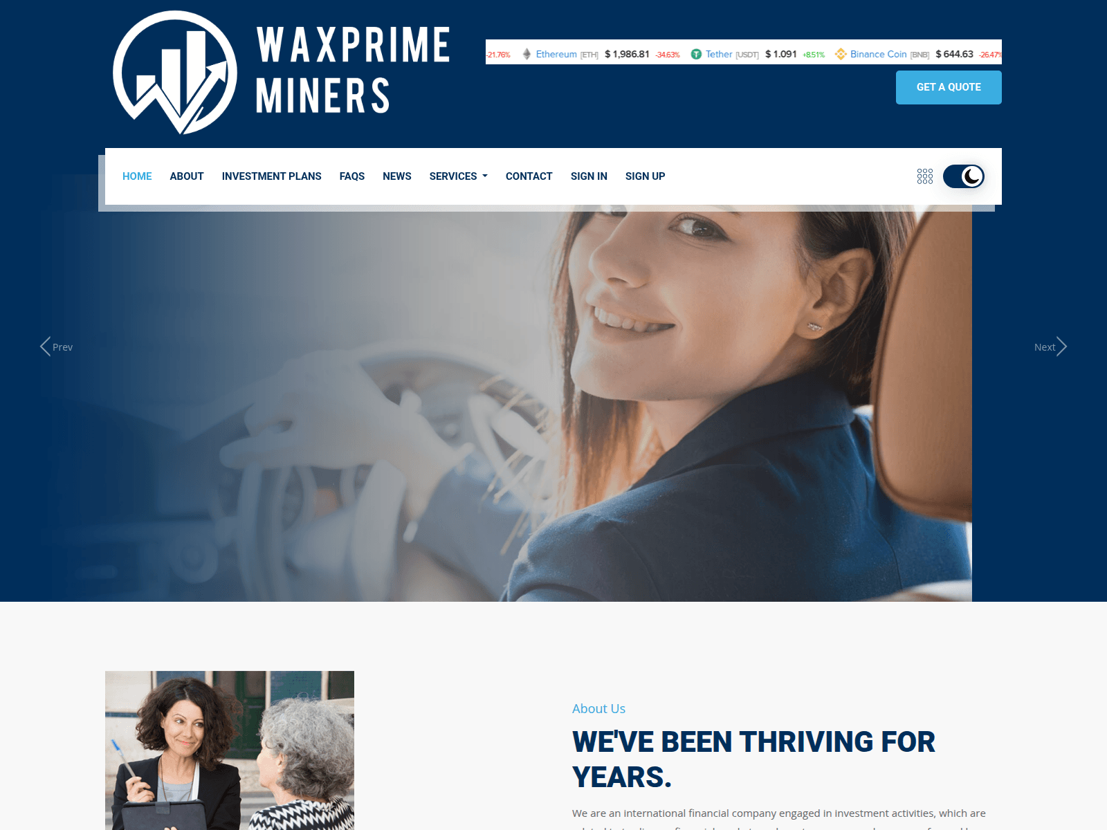 Screenshot of waxprime-miners.online