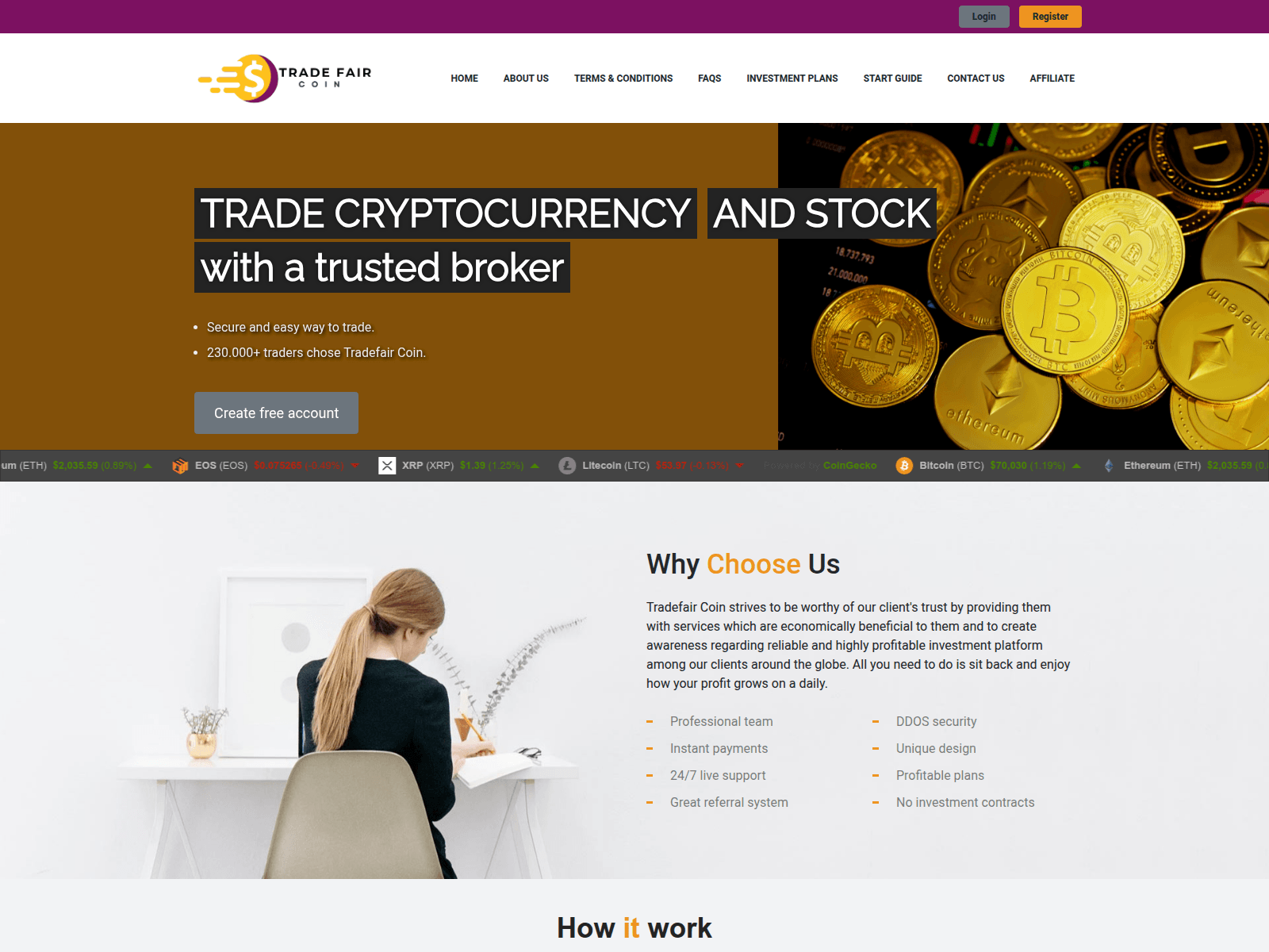 Forensic screenshot of tradefaircoin.com